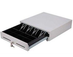 White POS / ECR Manual Laci Kas, Portable Lockable Cash Box Dengan Slot
